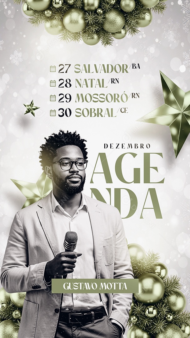 Story Flyer Gospel Agenda Dezembro Gustavo Motta Social Media PSD Editável