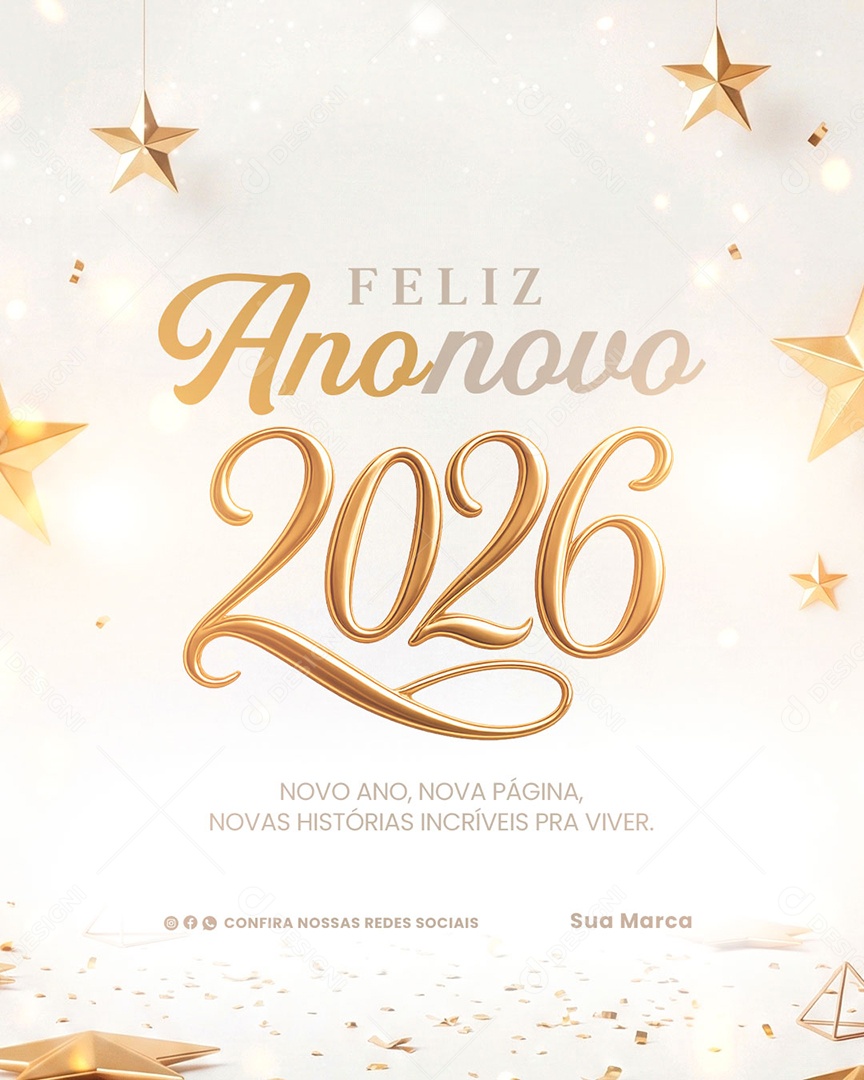Feliz Ano Novo 2025 Réveillon Social Media PSD Editável