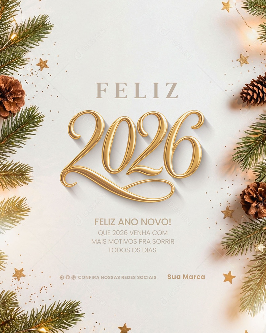 Feliz Ano Novo 2025 Réveillon Social Media PSD Editável