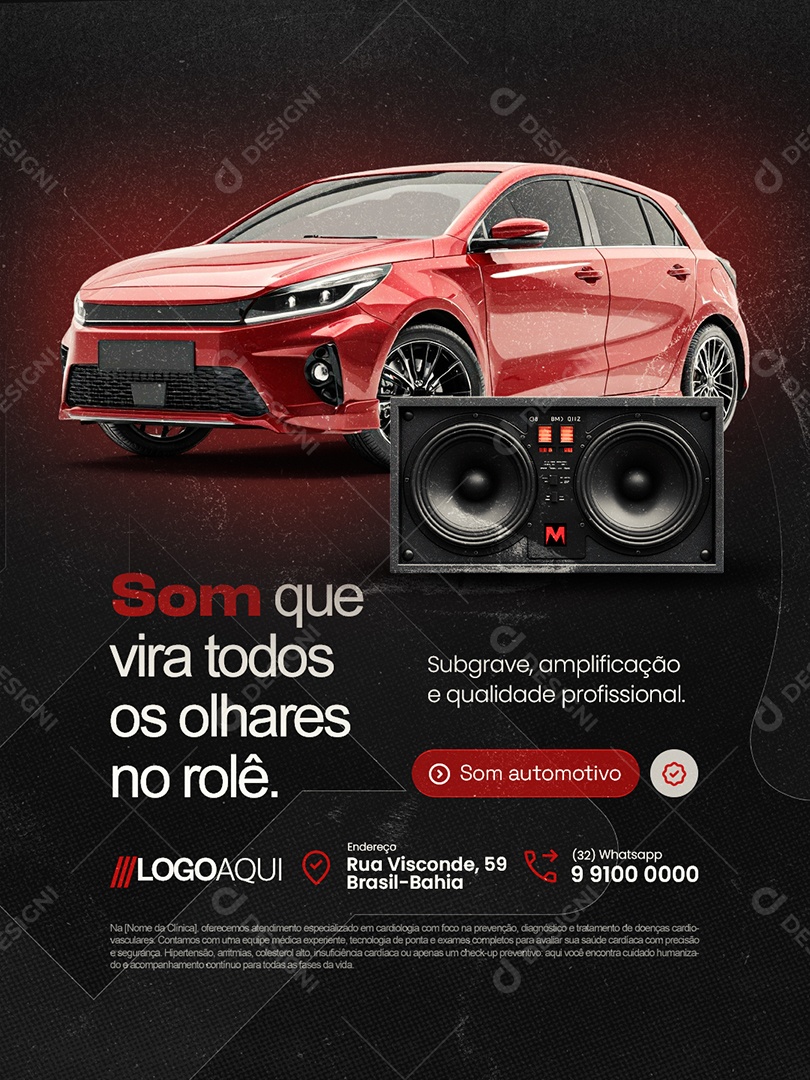 Som Automotivo Subgrave Amplificação e Qualidade Profissional Social Media PSD Editável