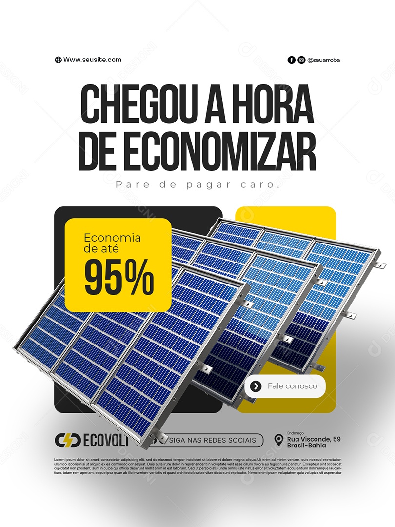 Energia Solar Chegou a Hora de Economizar Social Media PSD Editável