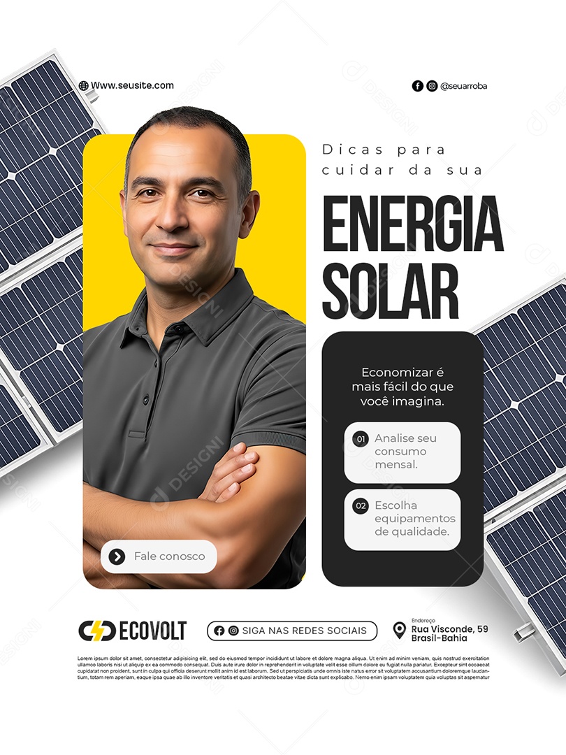 Dicas para Cuidar da Sua Energia Solar Social Media PSD Editável