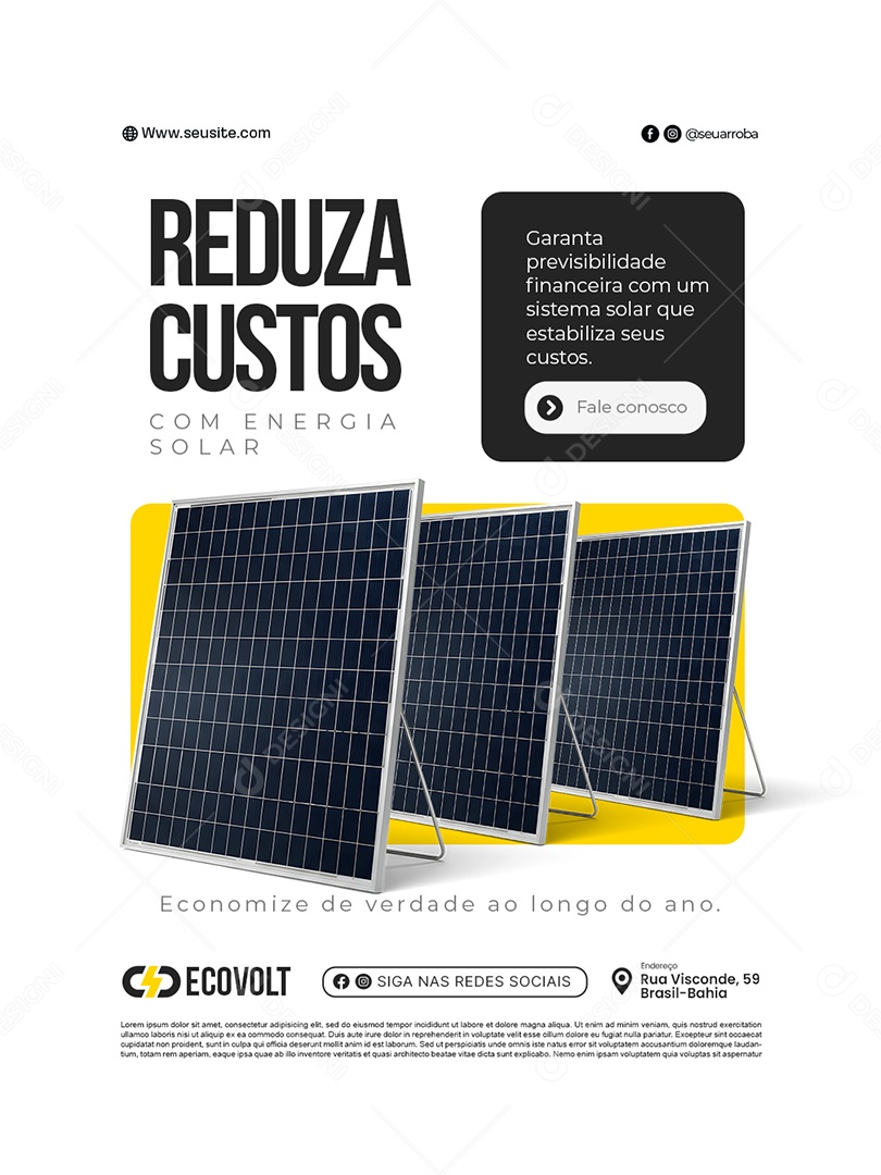 Reduza Custos com Energia Solar Social Media PSD Editável