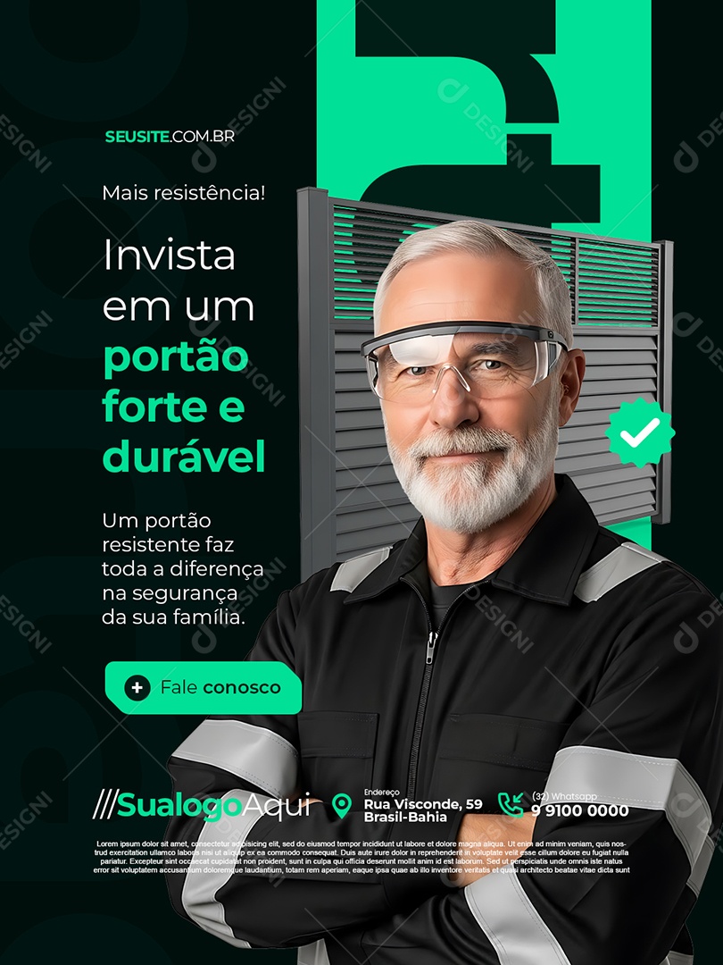 Serralheria Mais Resistência Invista em Um Portão Forte e Durável Social Media PSD Editável
