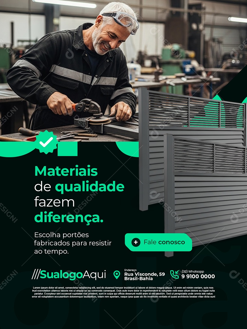 Serralheria Materiais de Qualidade Fazem Diferença Social Media PSD Editável