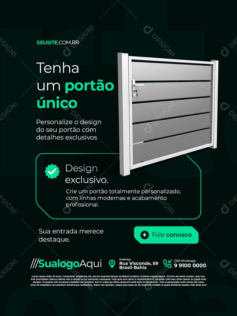 Serralheria Tenha um Portão Único Social Media PSD Editável