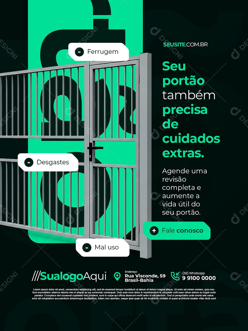 Serralheria Seu Portão Também Precisa de Cuidados Extras Social Media PSD Editável