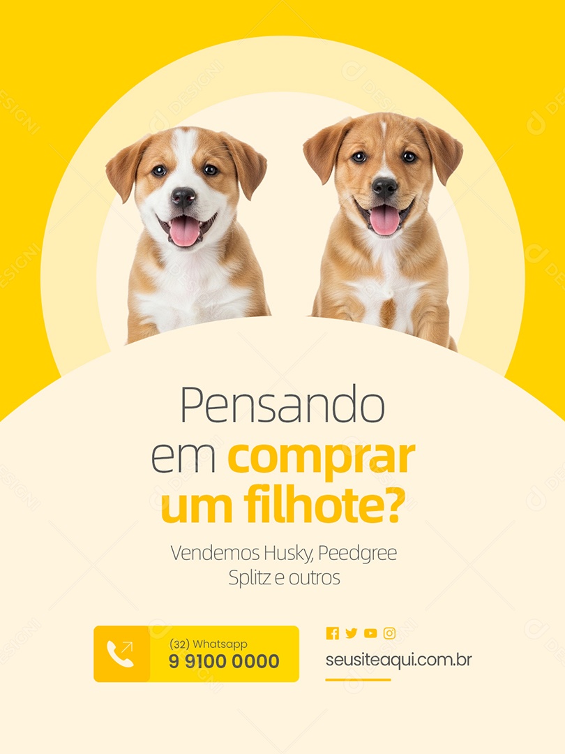 Filhotes à Venda Pensando em Comprar Um Filhote Vendemos Social Media PSD Editável