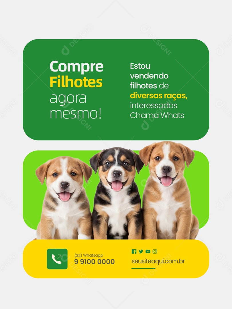 Filhotes à Venda Estou Vendendo Filhotes de Diversas Raças Social Media PSD Editável