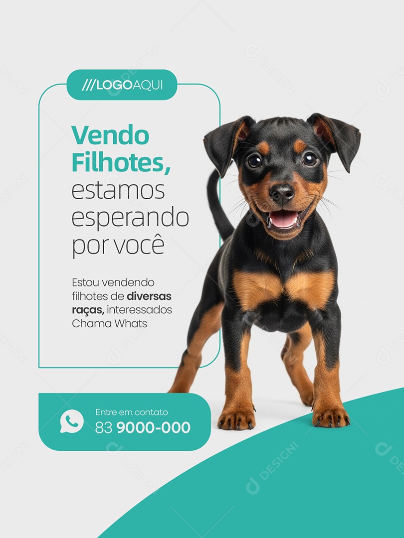 Filhotes à Venda Estamos Esperando Por Você Social Media PSD Editável