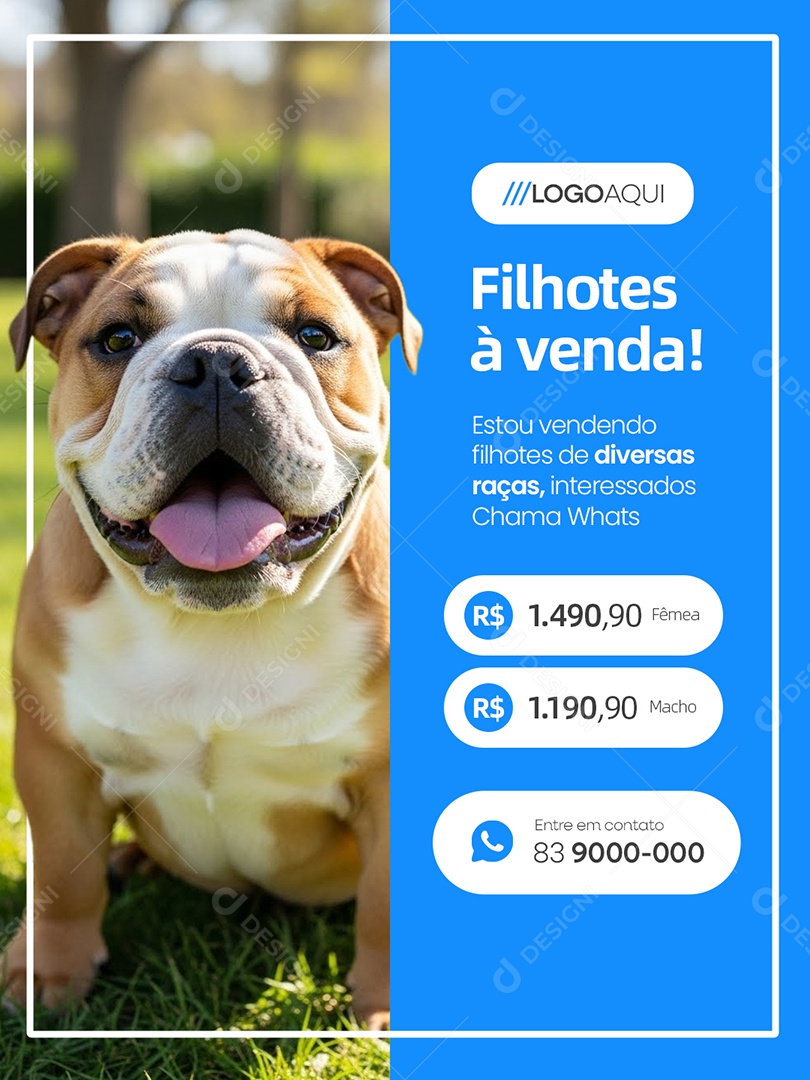 Filhotes à Venda Diversas Raças Social Media PSD Editável