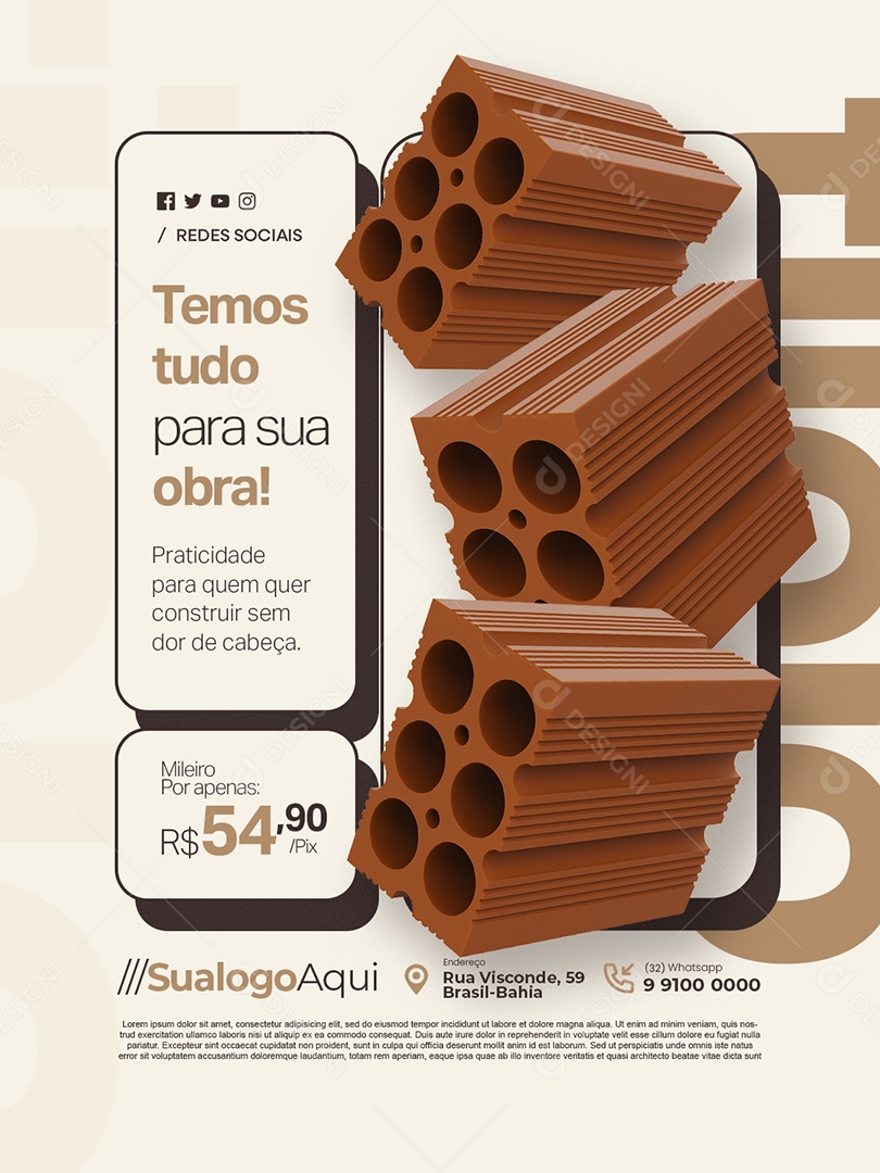 Tijolaria Temos Tudo para Sua Obra Social Media PSD Editável
