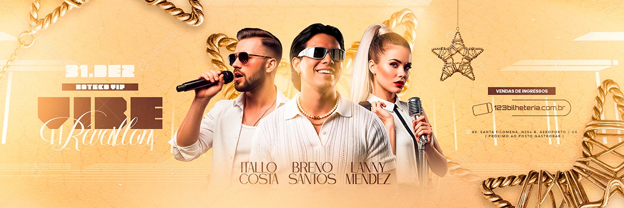 Carrossel Flyer Próximos Shows Vibe Réveillon Social Media PSD Editável