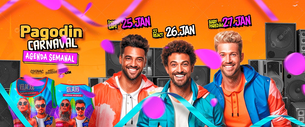 Carrossel Flyer Carnaval Pagodin Carnaval Agenda Semanal Social Media PSD Editável