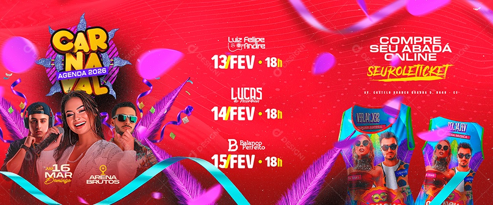 Carrossel Flyer Carnaval Agenda 2026 Compre Seu Abadá Online Social Media PSD Ediável