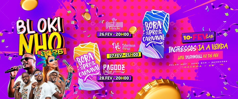 Carrossel Flyer Carnaval Blokinho 2026 Social Media PSD Editável