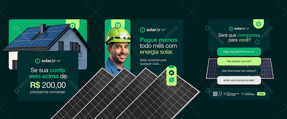 Carrossel Pague Menos Todo Mês com Energia Solar Social Medai PSD Editável