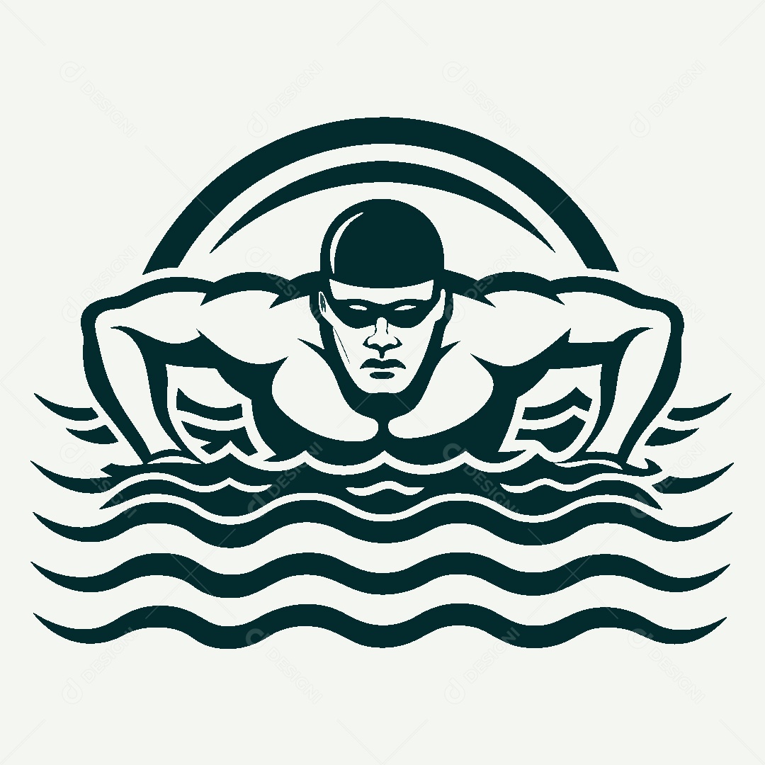 Modelo de Logo de Nadador Vetor EPS