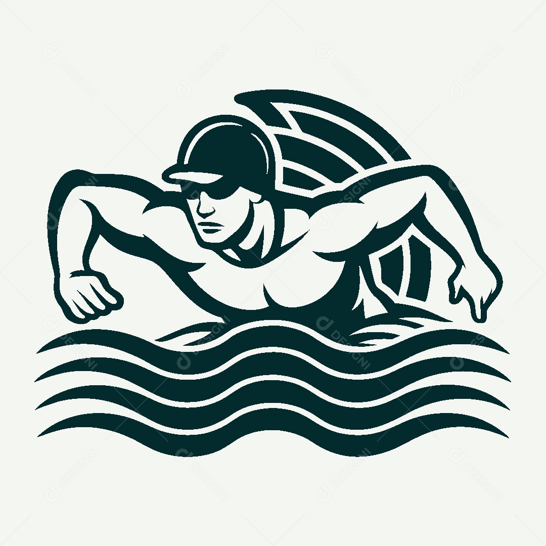 Modelo de Logo de Nadador Vetor EPS