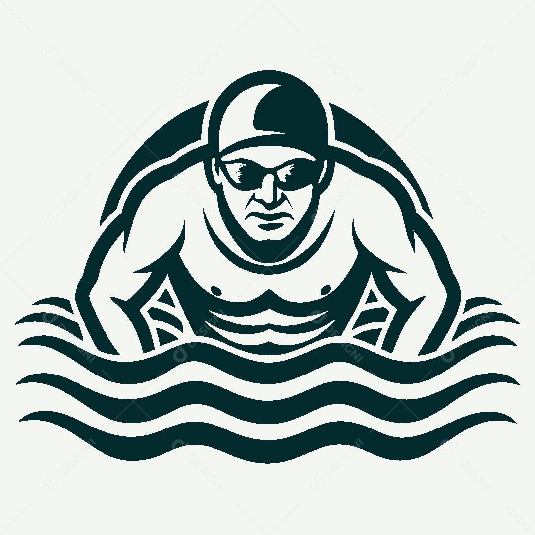 Modelo de Logo de Nadador Vetor EPS