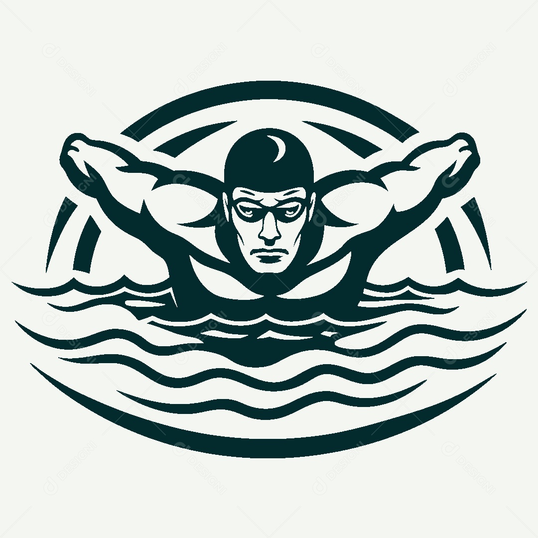 Modelo de Logo de Nadador Vetor EPS