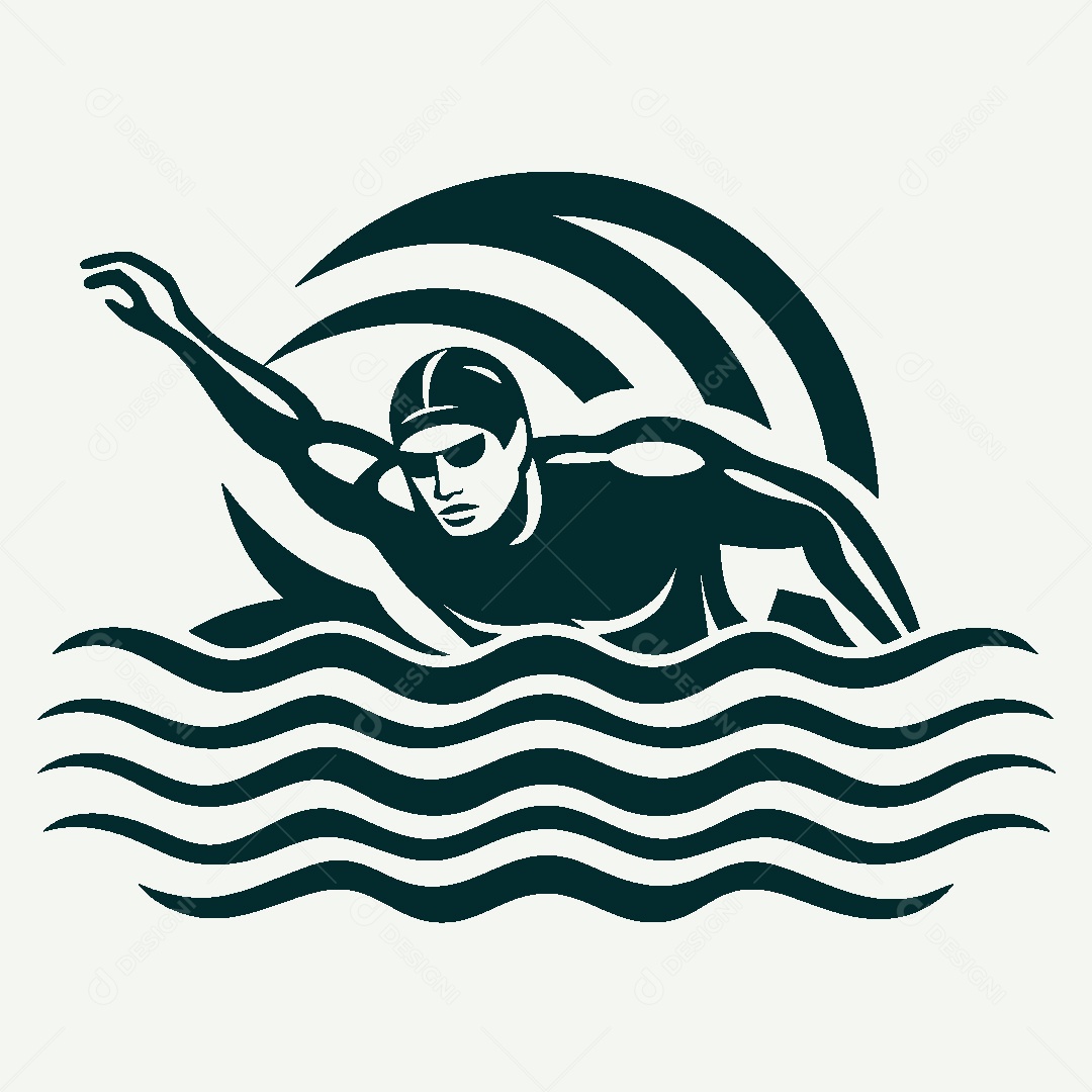 Modelo de Logo de Nadador Vetor EPS