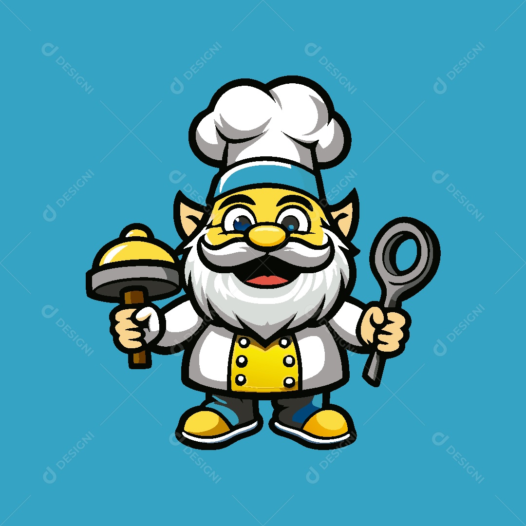 Chef de Cozinha Mascote Ilustração Vetor EPS