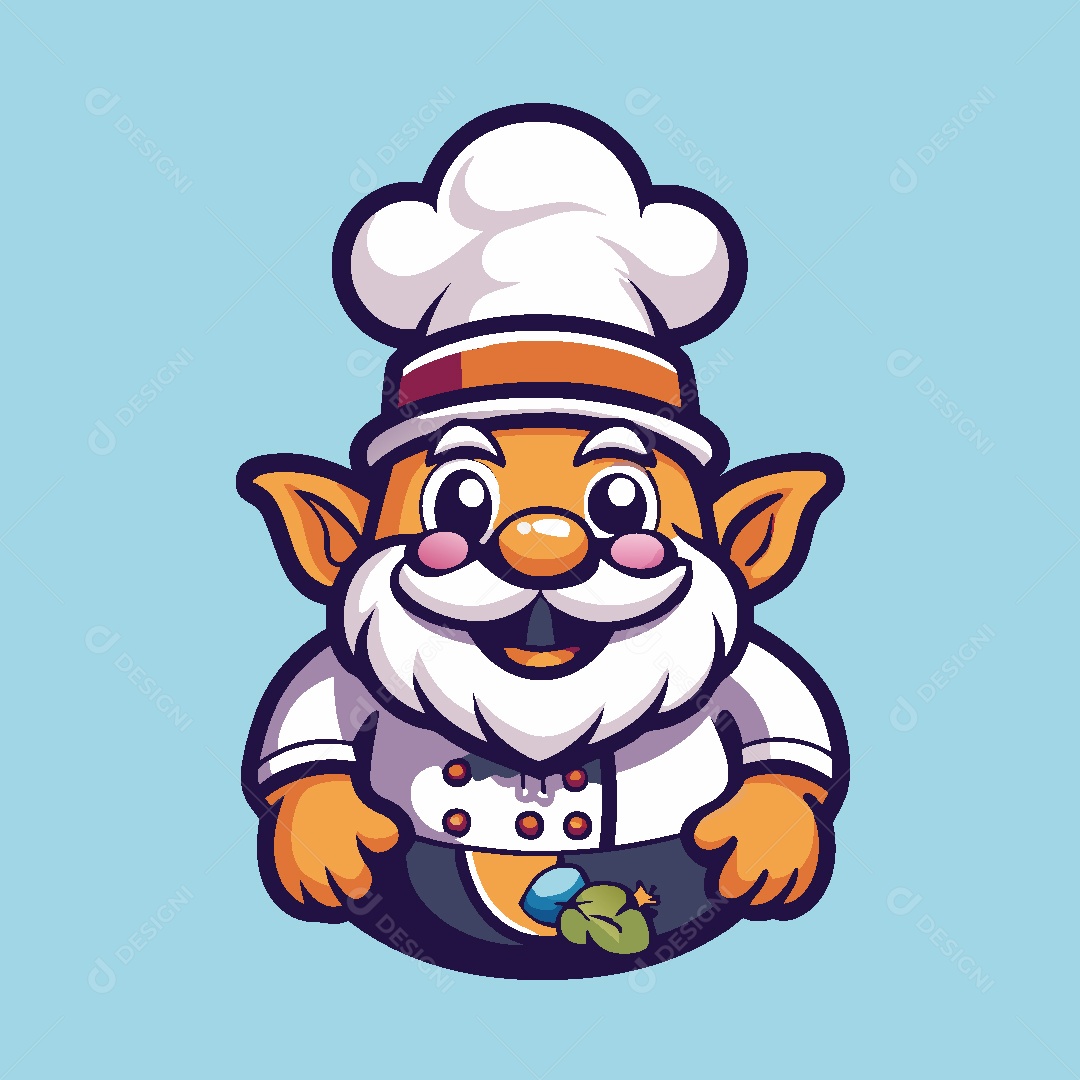 Chef de Cozinha Mascote Ilustração Vetor EPS