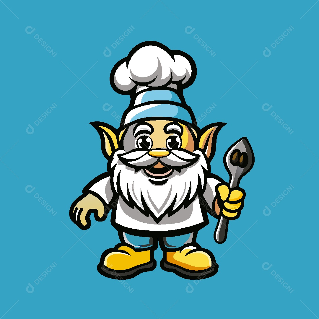 Chef de Cozinha Mascote Ilustração Vetor EPS