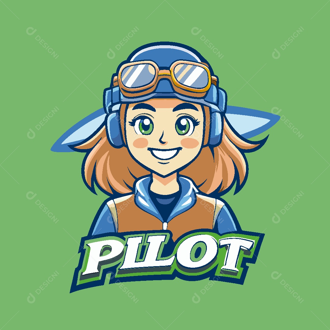 Piloto Mascote Ilustração Vetor EPS