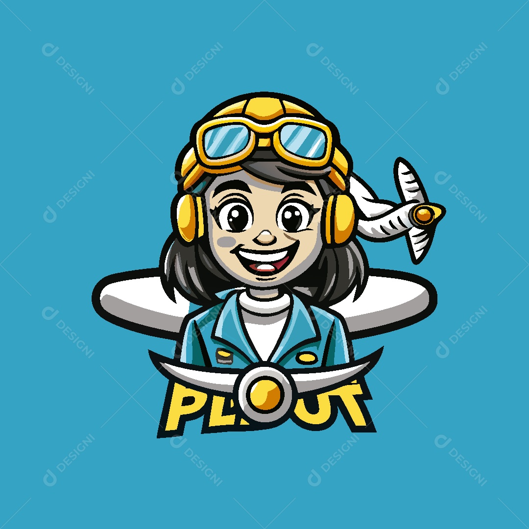 Piloto Mascote Ilustração Vetor EPS