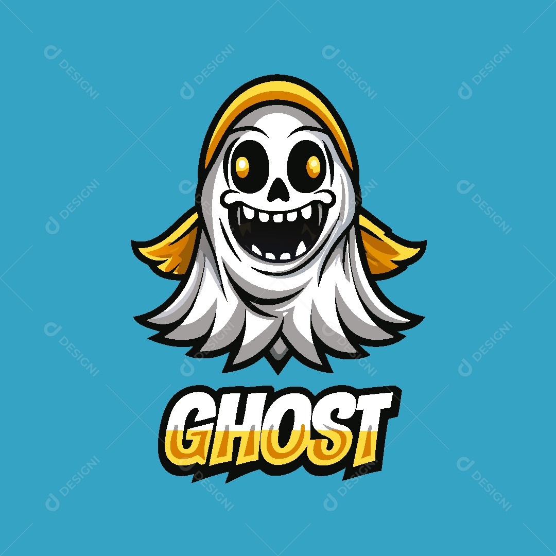 Fantasma Mascote Ilustração Vetor EPS