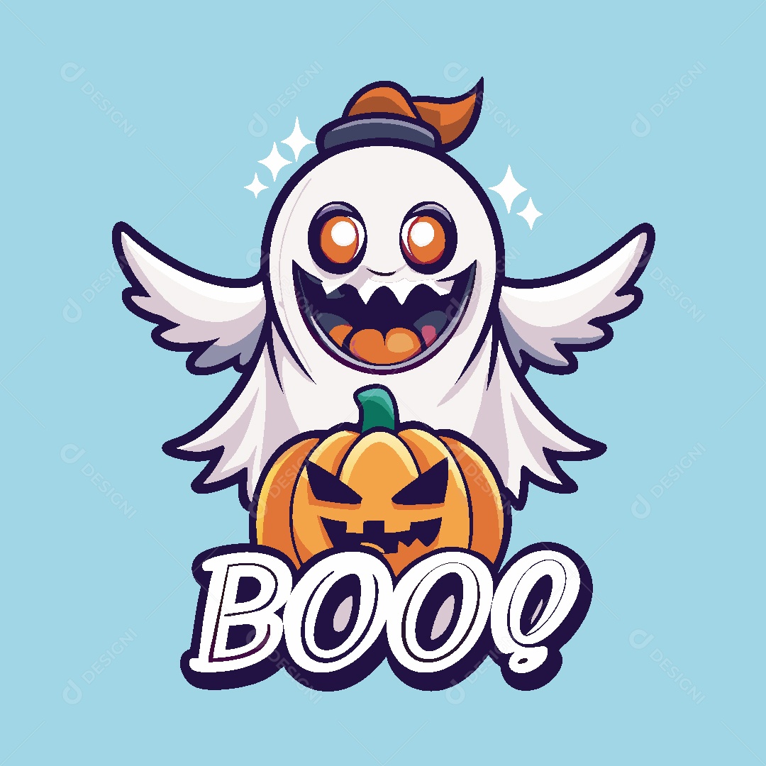 Fantasma Mascote Ilustração Vetor EPS