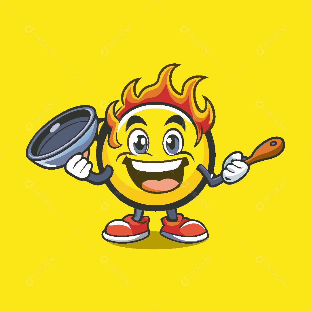 Fogo Mascote Ilustração Vetor EPS