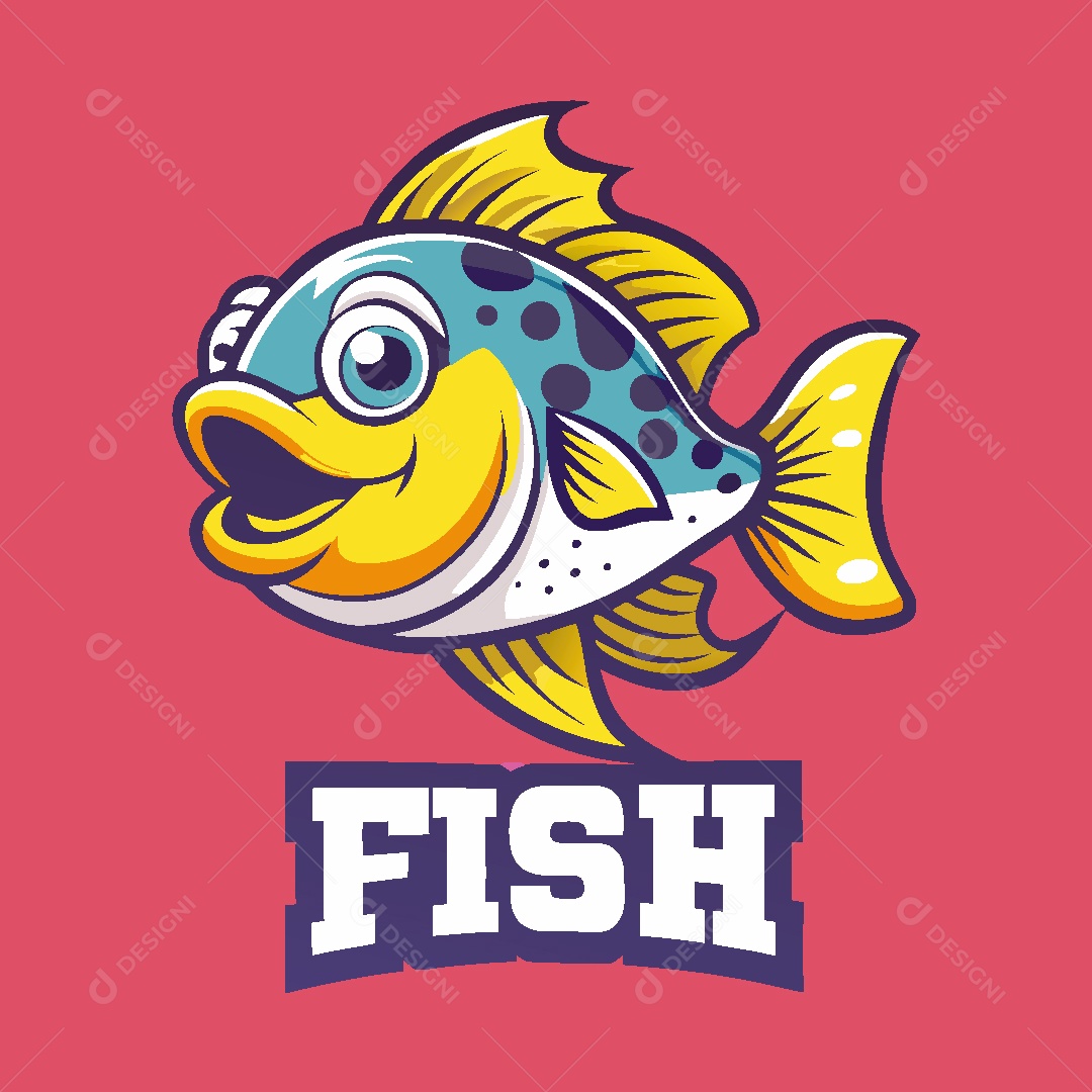 Mascote de Pesca Ilustração Vetor EPS