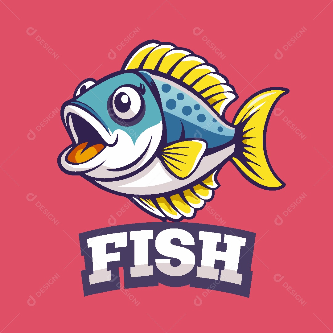 Mascote de Pesca Ilustração Vetor EPS