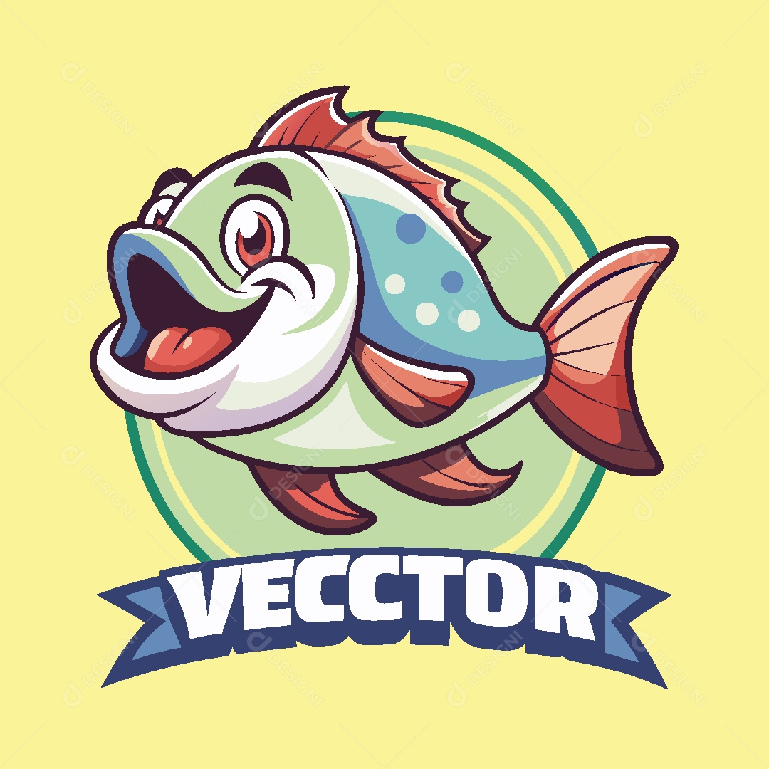 Mascote de Pesca Ilustração Vetor EPS