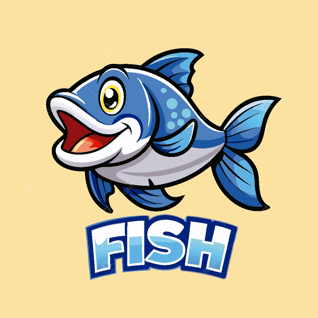 Mascote de Pesca Ilustração Vetor EPS