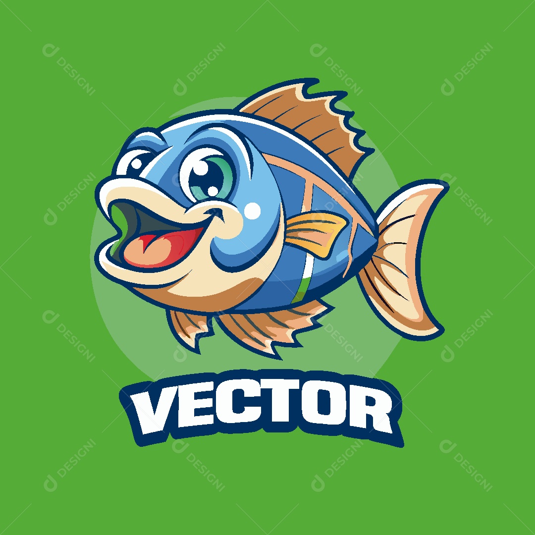 Mascote de Pesca Ilustração Vetor EPS