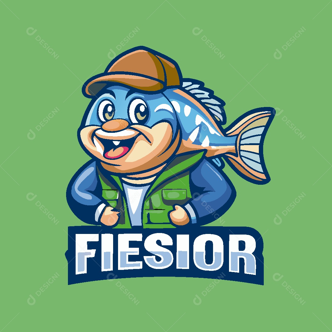 Mascote de Pesca Ilustração Vetor EPS