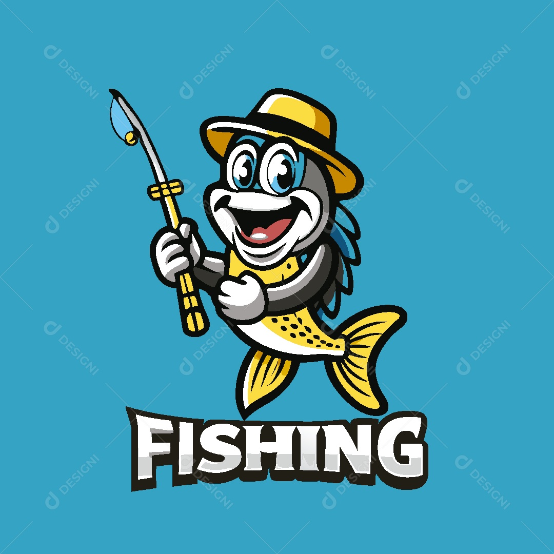 Mascote de Pesca Ilustração Vetor EPS