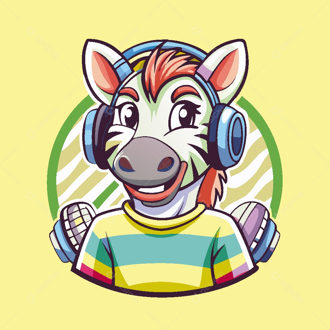 Zebra Mascote Ilustração Vetor EPS