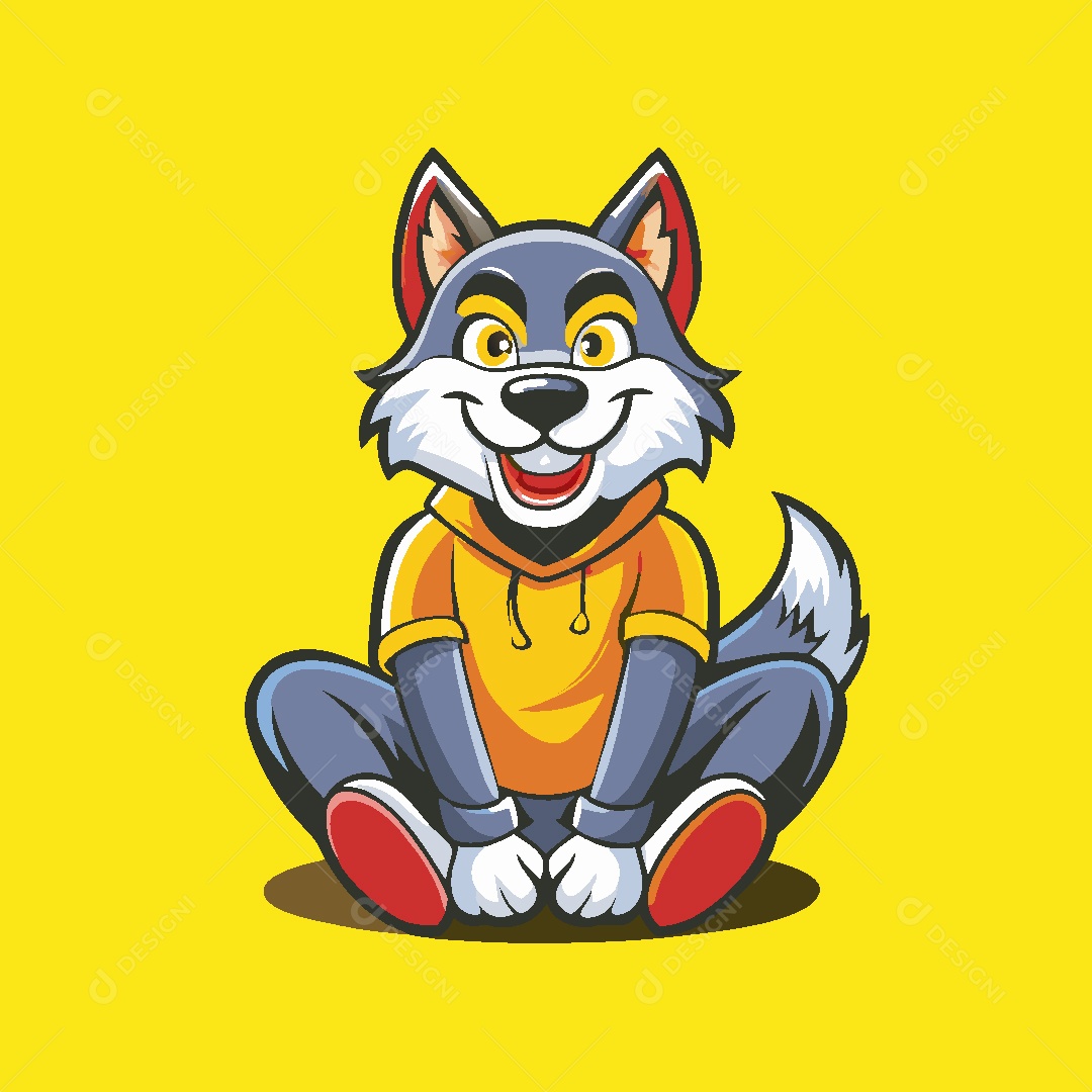 Lobo Mascote Ilustração Vetor EPS