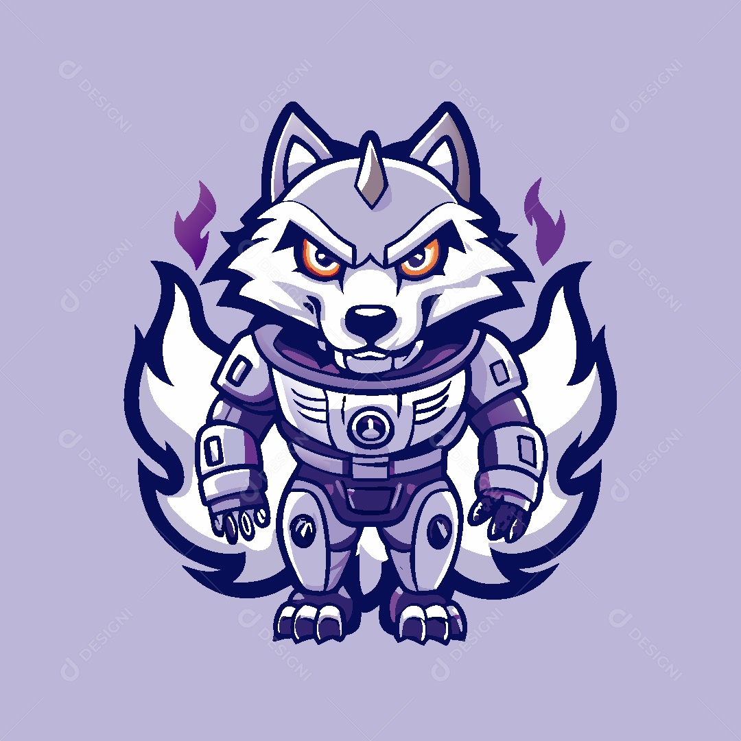 Lobo Mascote Ilustração Vetor EPS