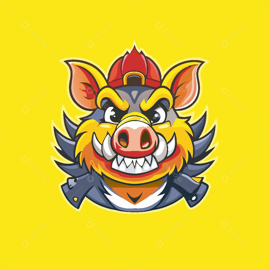 Javali Mascote Ilustração Vetor EPS