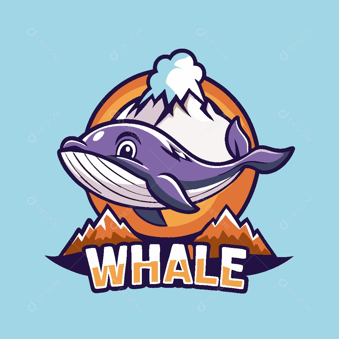 Baleia Mascote Ilustração Vetor EPS