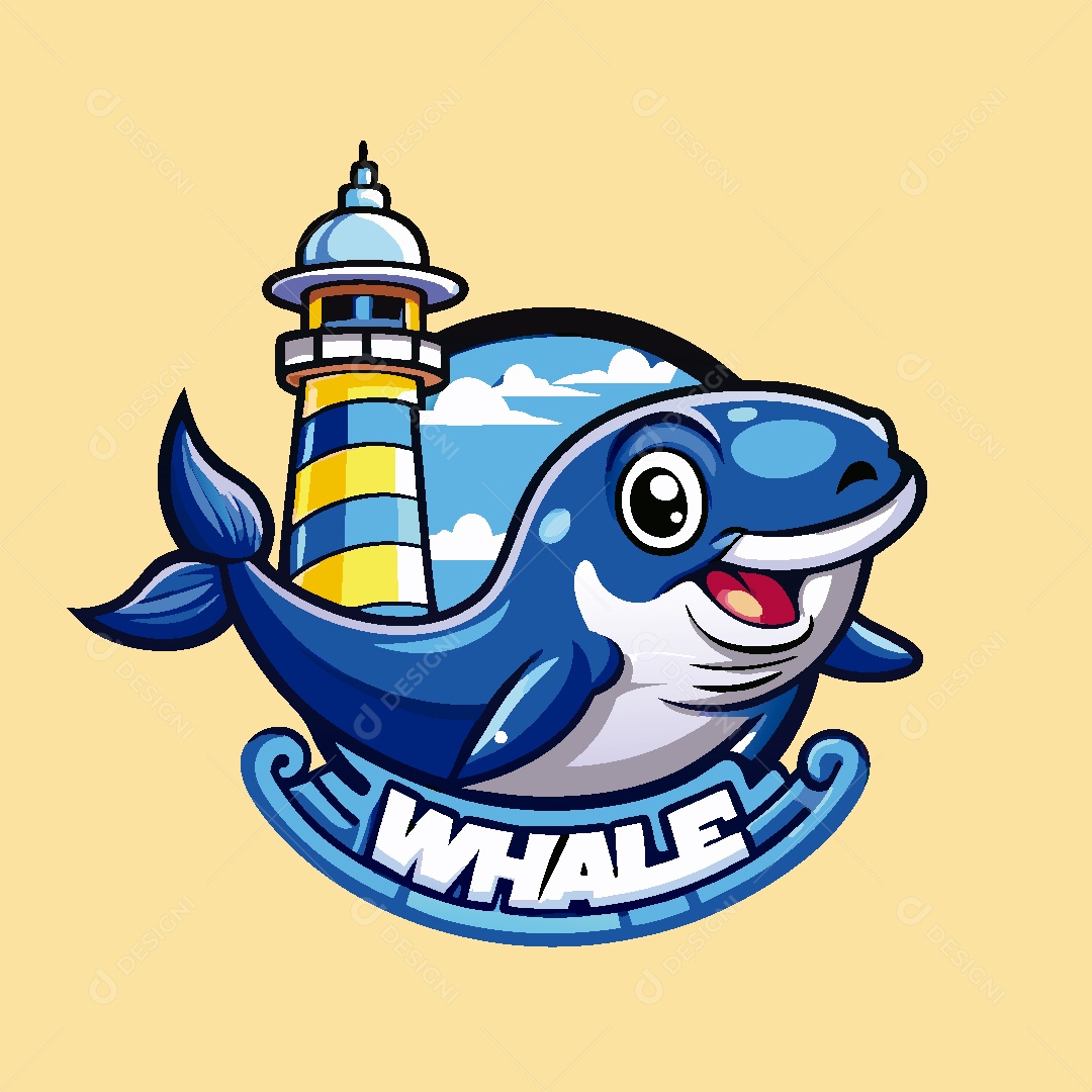 Baleia Mascote Ilustração Vetor EPS