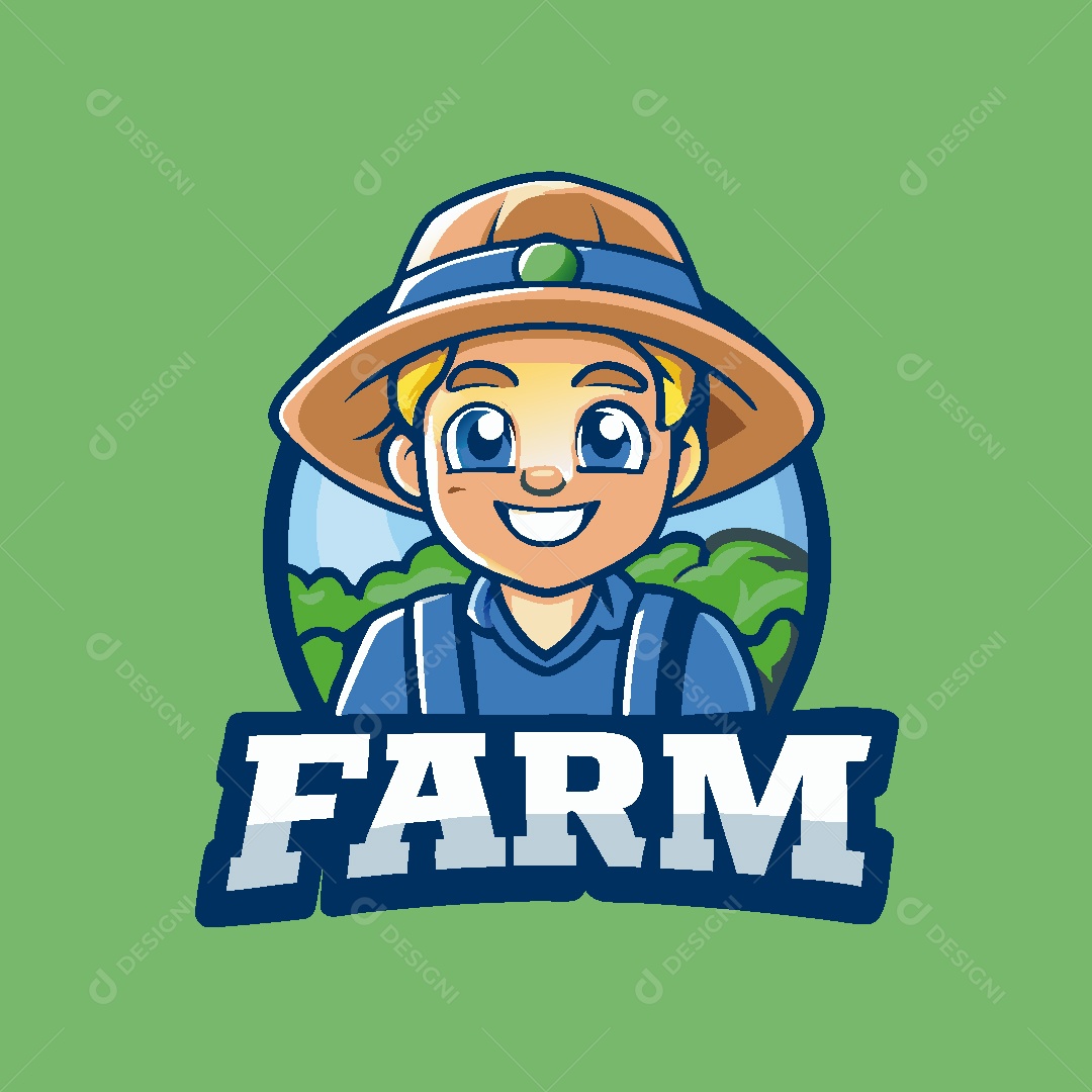 Fazendeiro Mascote Ilustração Vetor EPS