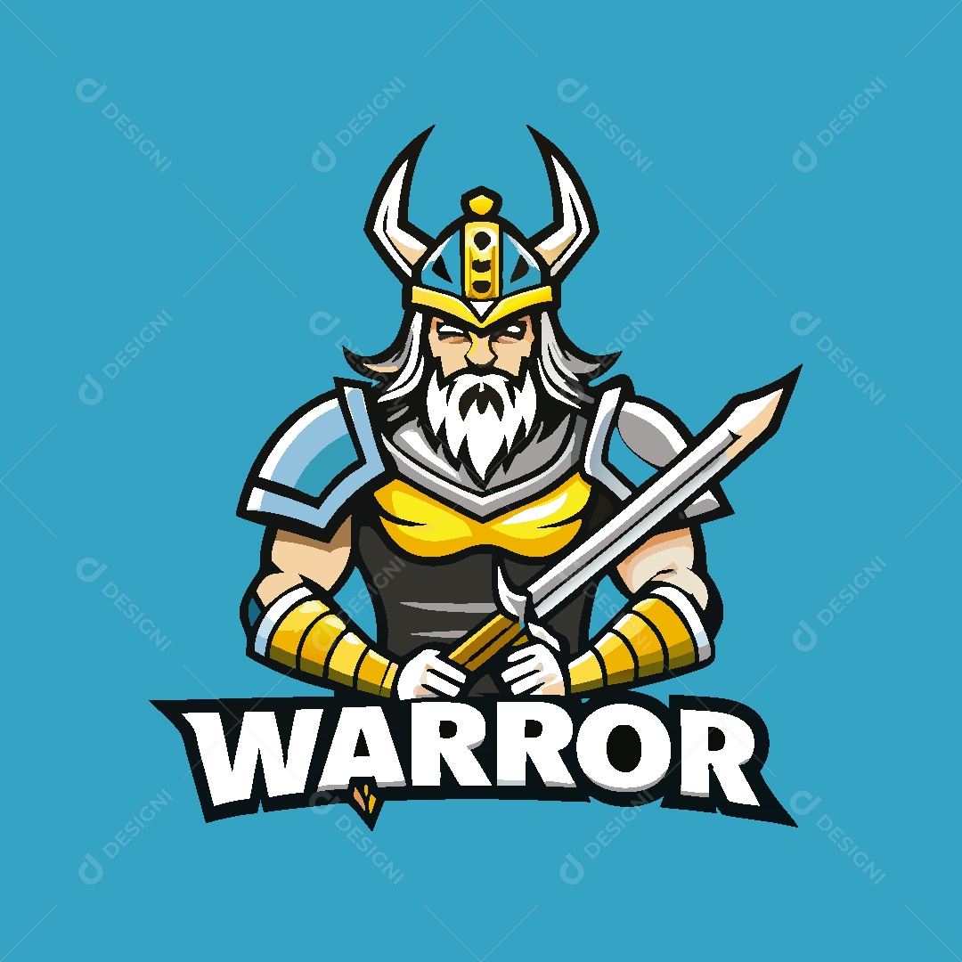 Guerreiro Mascote Ilustração Vetor EPS