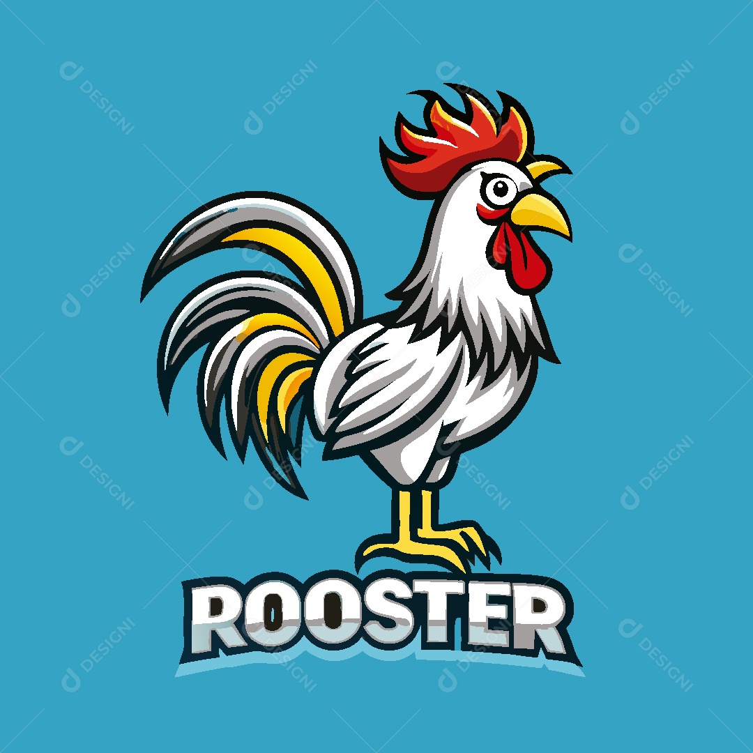 Galo Mascote Ilustração Vetor EPS